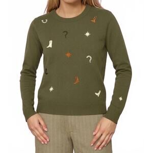 NEW MDM western sweater in olive green